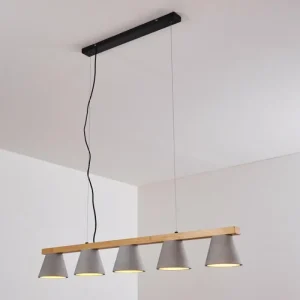 hofstein Suspension Halltorp Bois clair, Noir, 5 lumières* Lampes Modernes