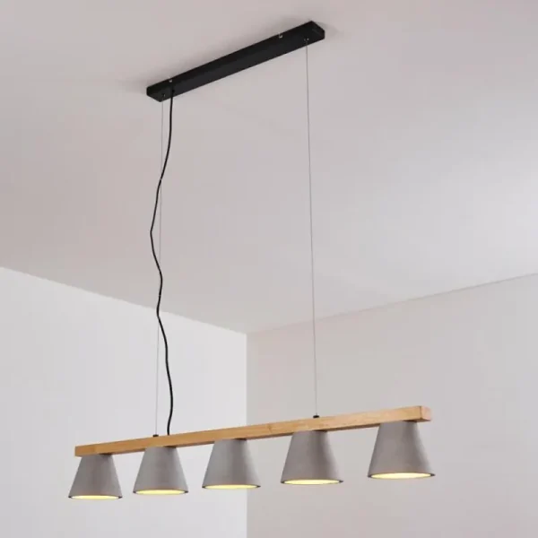 hofstein Suspension Halltorp Bois clair, Noir, 5 lumières* Lampes Modernes