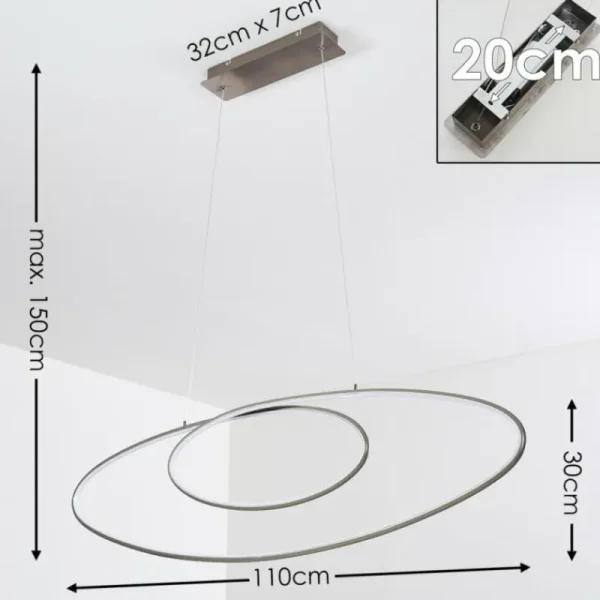 hofstein Suspension Harpeth LED Nickel mat, 1 lumière* Lampes Modernes