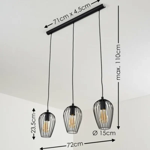 hofstein Suspension Hodges Noir, 3 lumières* Lampes Modernes