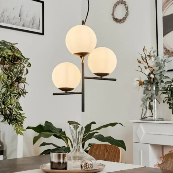 hofstein Suspension Hogatza Noir, 3 lumières* Lampes En Verre