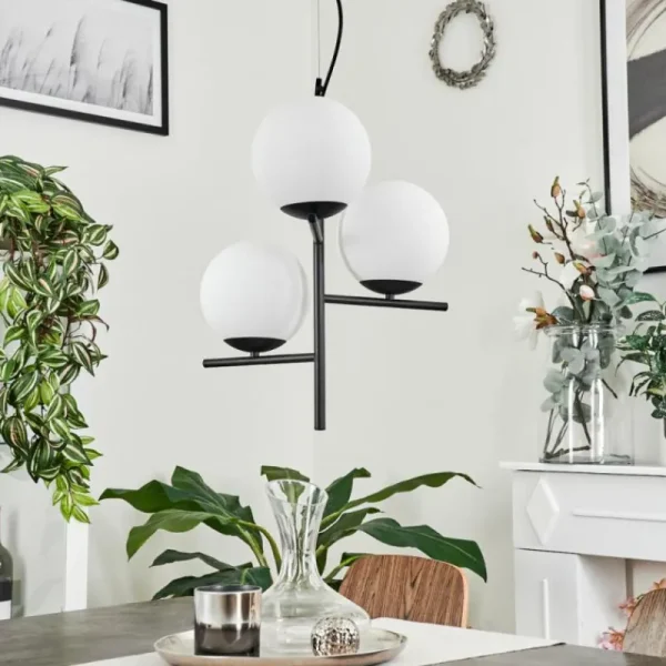 hofstein Suspension Hogatza Noir, 3 lumières* Lampes En Verre