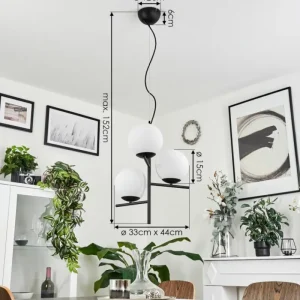 hofstein Suspension Hogatza Noir, 3 lumières* Lampes En Verre
