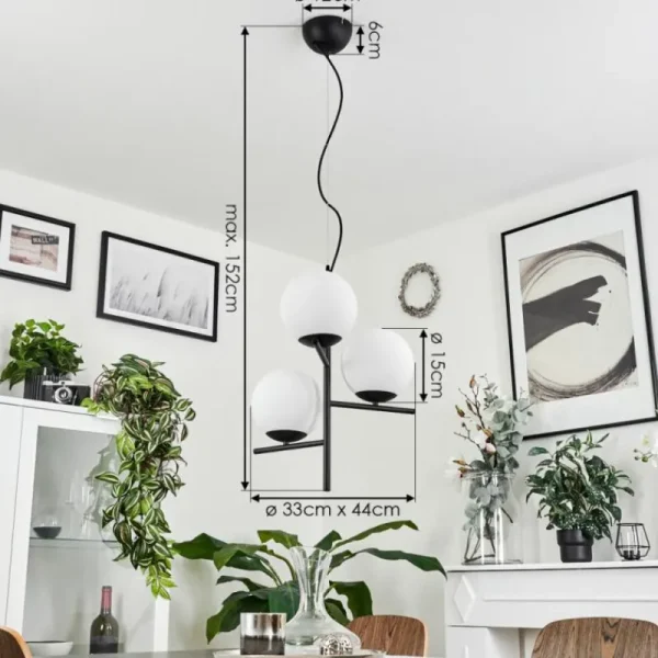 hofstein Suspension Hogatza Noir, 3 lumières* Lampes En Verre