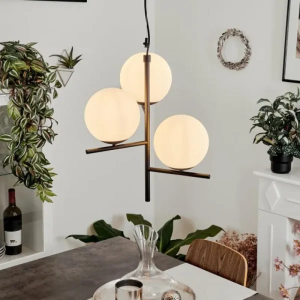 hofstein Suspension Hogatza Noir, 3 lumières* Lampes En Verre