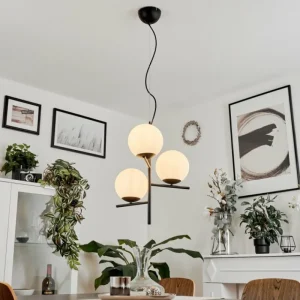 hofstein Suspension Hogatza Noir, 3 lumières* Lampes En Verre