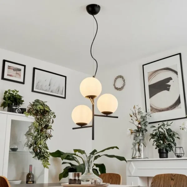 hofstein Suspension Hogatza Noir, 3 lumières* Lampes En Verre
