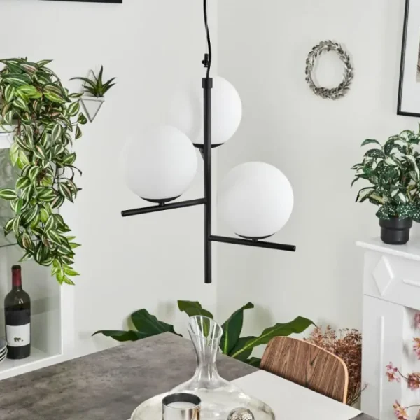 hofstein Suspension Hogatza Noir, 3 lumières* Lampes En Verre