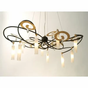 Luminaires Holländer Suspension Holländer CASINO GRANDE Brun, Or, Noir, 10 lumières* Lampes En Verre