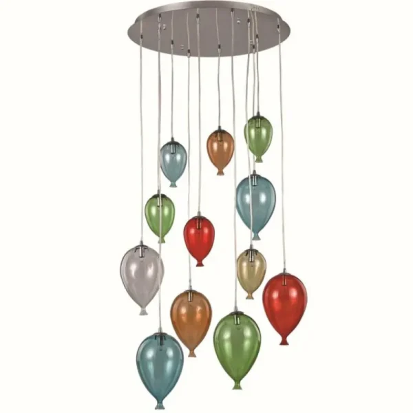 Luminaires Ideallux Suspension Ideal Lux CLOWN Chrome, 12 lumières* Lampes En Verre