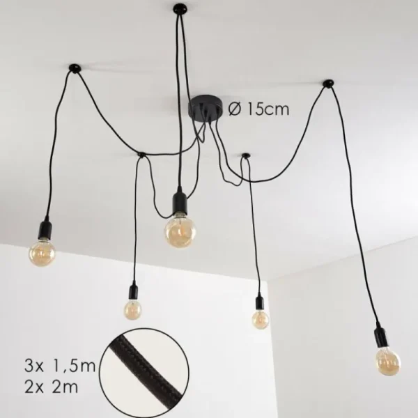 hofstein Suspension Imini Noir, 5 lumières* Lampes Modernes