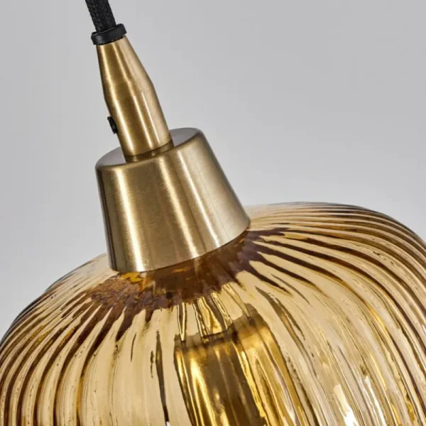 hofstein Suspension Iraola Or, Noir, 5 lumières* Lampes En Verre