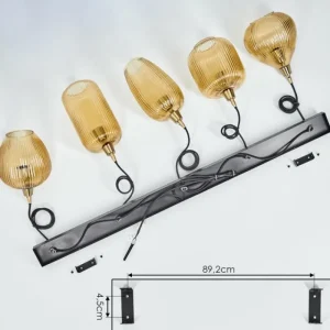 hofstein Suspension Iraola Or, Noir, 5 lumières* Lampes En Verre