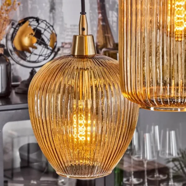 hofstein Suspension Iraola Or, Noir, 5 lumières* Lampes En Verre