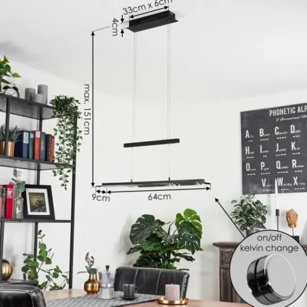 hofstein Suspension Junsele LED Noir, 1 lumière* Lampes En Verre