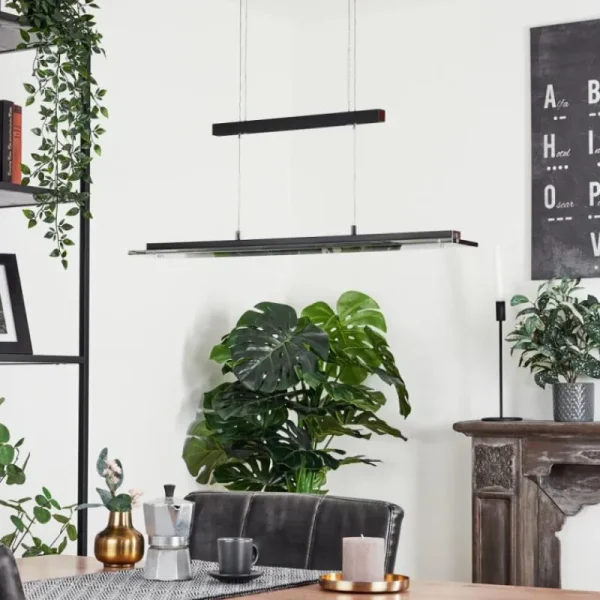 hofstein Suspension Junsele LED Noir, 1 lumière* Lampes En Verre