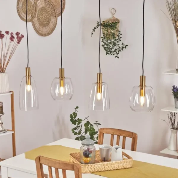 hofstein Suspension Kenong Laiton, 4 lumières* Lampes En Verre