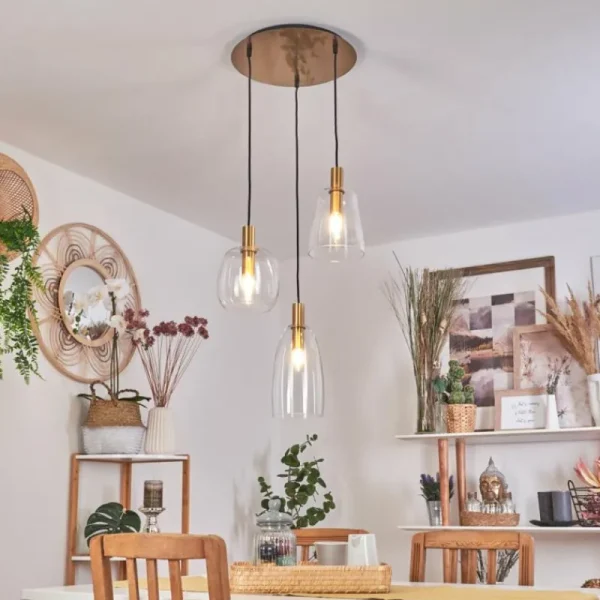 hofstein Suspension Kenong Laiton, 3 lumières* Lampes En Verre