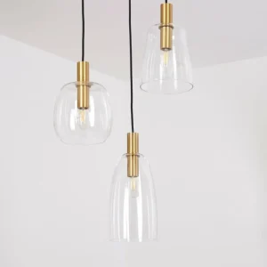 hofstein Suspension Kenong Laiton, 3 lumières* Lampes En Verre