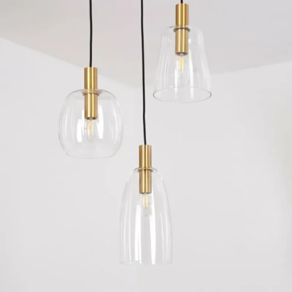 hofstein Suspension Kenong Laiton, 3 lumières* Lampes En Verre
