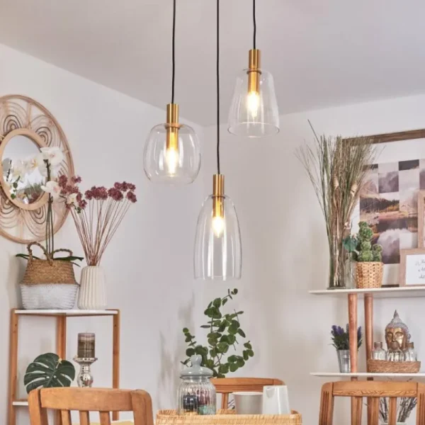 hofstein Suspension Kenong Laiton, 3 lumières* Lampes En Verre
