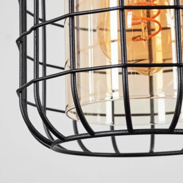 hofstein Suspension Kiubneko Laiton, Noir, 3 lumières* Lampes En Verre