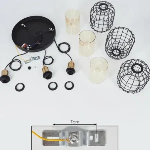 hofstein Suspension Kiubneko Laiton, Noir, 3 lumières* Lampes En Verre