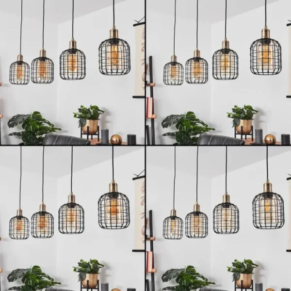 hofstein Suspension Kiubneko Noir, 4 lumières* Lampes En Verre