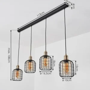 hofstein Suspension Kiubneko Noir, 4 lumières* Lampes En Verre