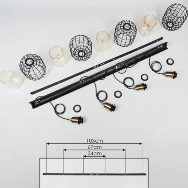 hofstein Suspension Kiubneko Noir, 4 lumières* Lampes En Verre