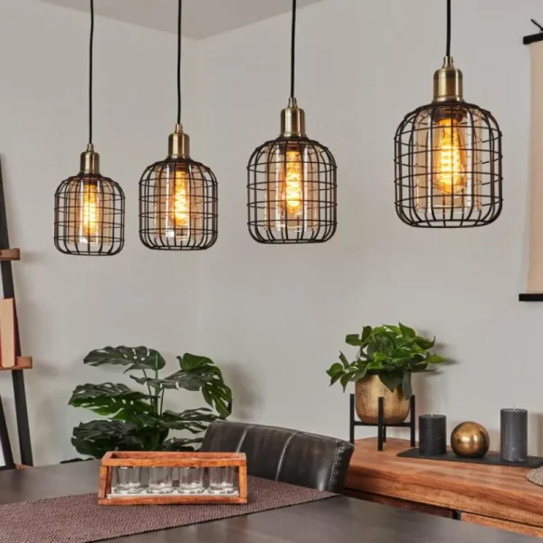 hofstein Suspension Kiubneko Noir, 4 lumières* Lampes En Verre
