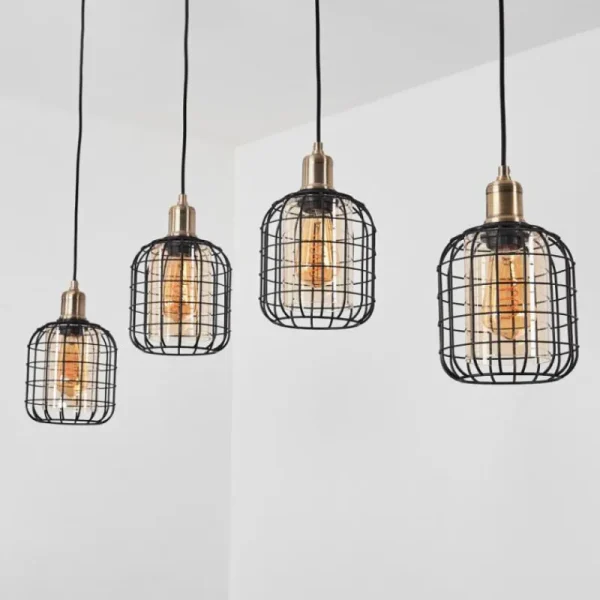 hofstein Suspension Kiubneko Noir, 4 lumières* Lampes En Verre