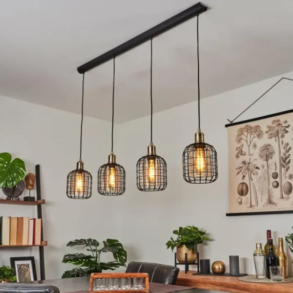 hofstein Suspension Kiubneko Noir, 4 lumières* Lampes En Verre
