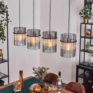 hofstein Suspension Lagielas Noir, 4 lumières* Lampes Modernes