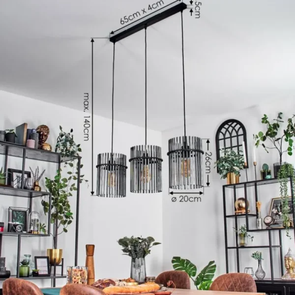 hofstein Suspension Lagielas Noir, 3 lumières* Lampes Modernes