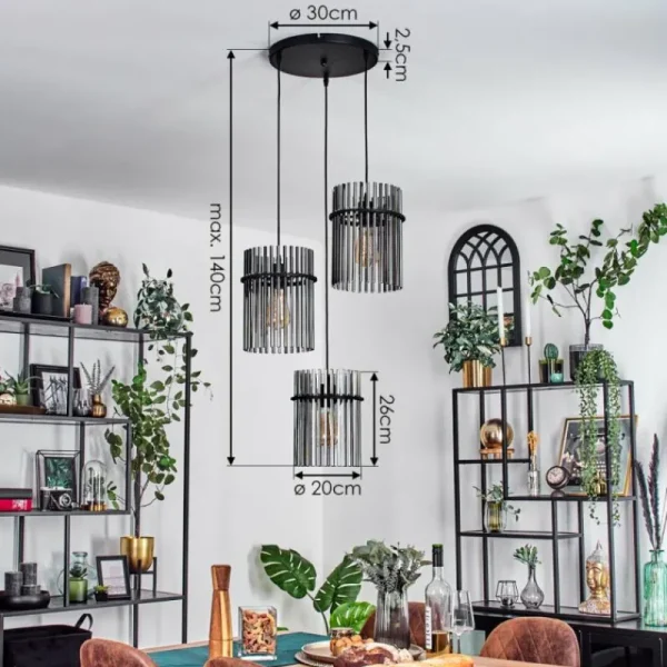 hofstein Suspension Lagielas Noir, 3 lumières* Lampes Modernes