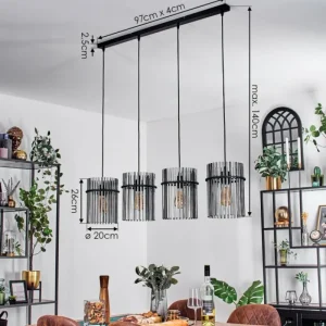 hofstein Suspension Lagielas Noir, 4 lumières* Lampes Modernes