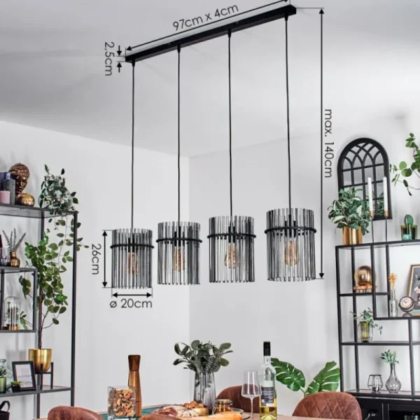 hofstein Suspension Lagielas Noir, 4 lumières* Lampes Modernes