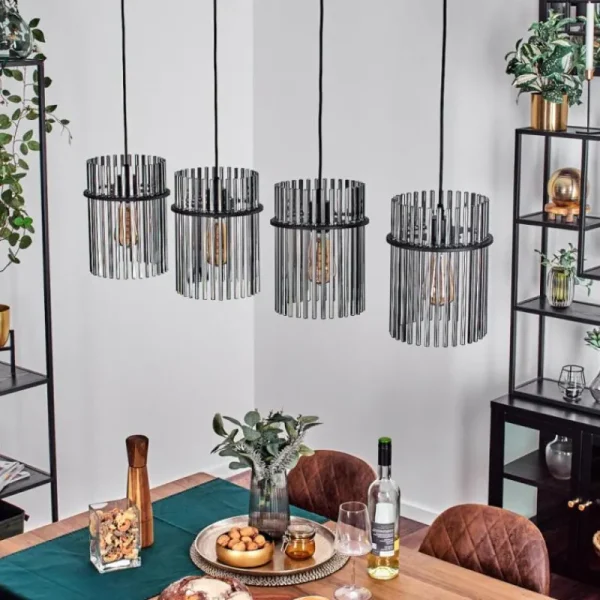 hofstein Suspension Lagielas Noir, 4 lumières* Lampes Modernes