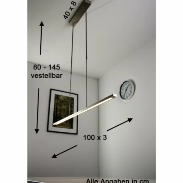 hofstein Suspension LED Masterlight Real 2 Acier inoxydable, Nickel mat, 1 lumière* Lampes Modernes