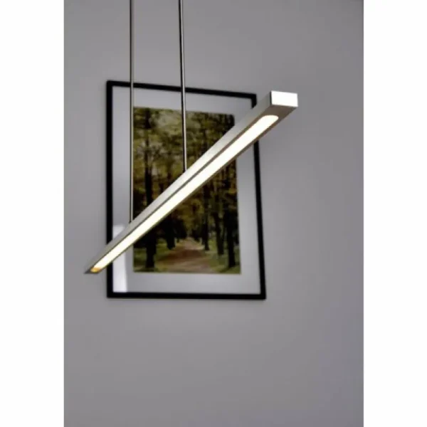 hofstein Suspension LED Masterlight Real 2 Acier inoxydable, Nickel mat, 1 lumière* Lampes Modernes