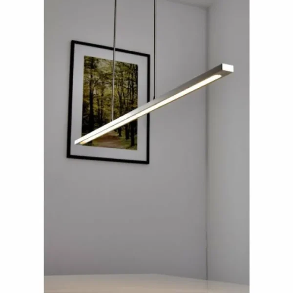 hofstein Suspension LED Masterlight Real 2 Acier inoxydable, Nickel mat, 1 lumière* Lampes Modernes
