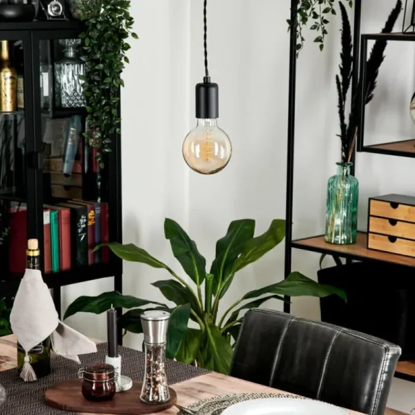 hofstein Suspension Lemone Noir, 1 lumière* Lampes Modernes