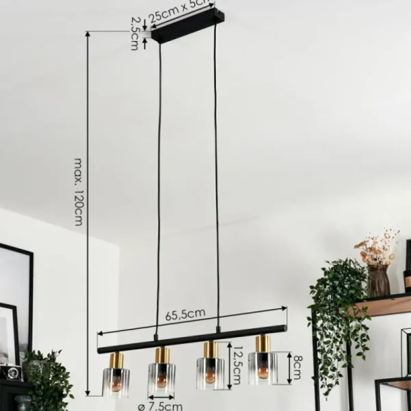 hofstein Suspension Leteque Noir, 4 lumières* Lampes Modernes
