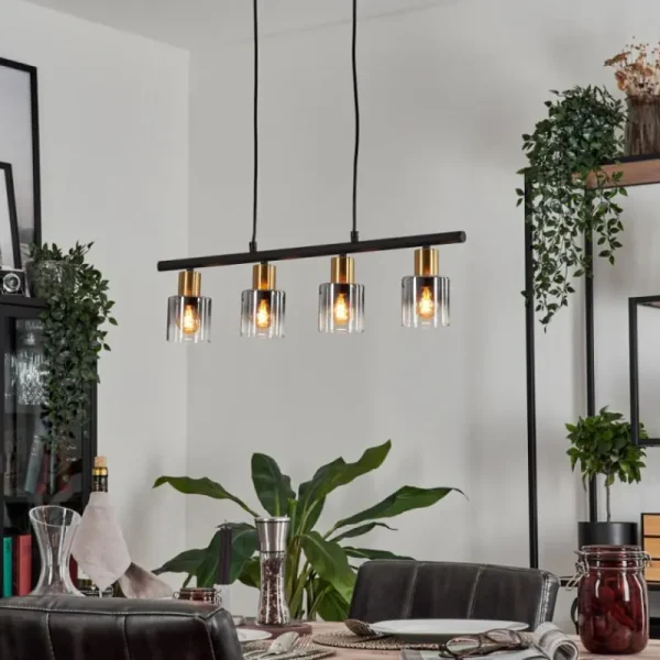 hofstein Suspension Leteque Noir, 4 lumières* Lampes Modernes