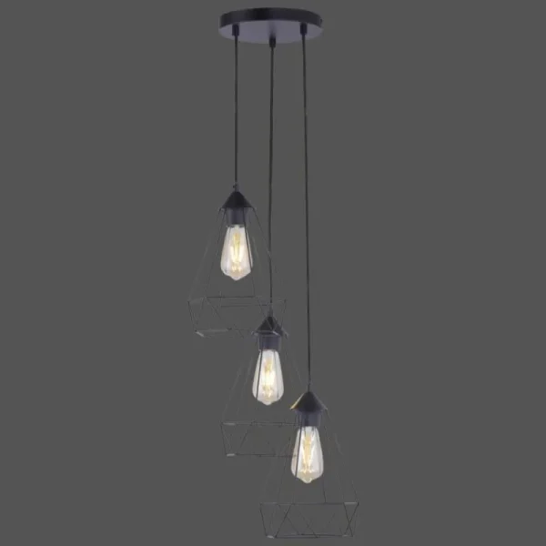 hofstein Suspension Leuchten-Direkt SKELETTON Noir, 3 lumières* Lampes Modernes