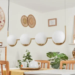 hofstein Suspension Lisca Or, 4 lumières* Lampes En Verre
