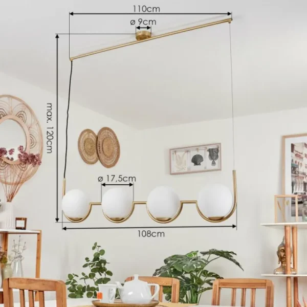 hofstein Suspension Lisca Or, 4 lumières* Lampes En Verre