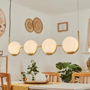 hofstein Suspension Lisca Or, 4 lumières* Lampes En Verre