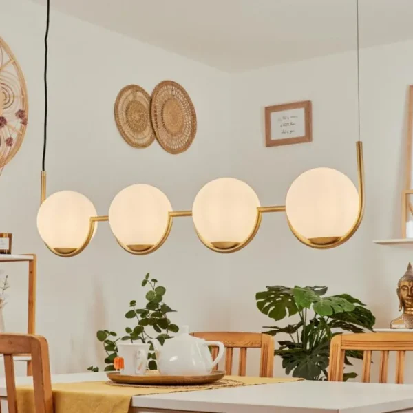 hofstein Suspension Lisca Or, 4 lumières* Lampes En Verre